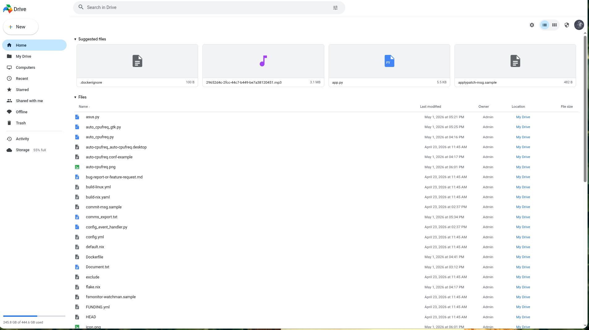 FreeDrive user workspace interface screenshot
